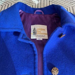 Vintage London Fog Virgin Wool Coat Size 6 M Royal Blue Purple Lined